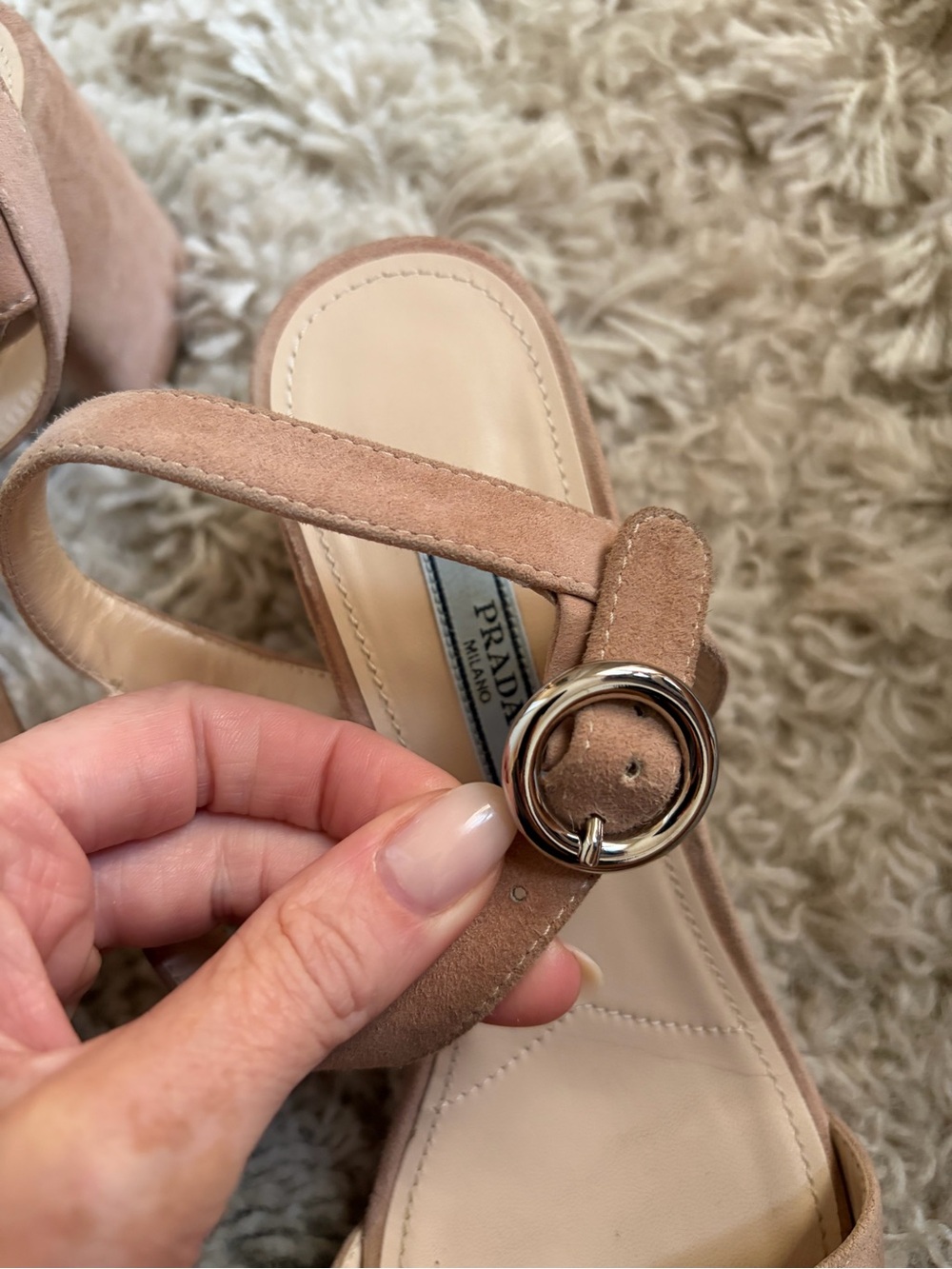 Prada Suede Platform Sandal 38.5 - Picture 7 of 10
